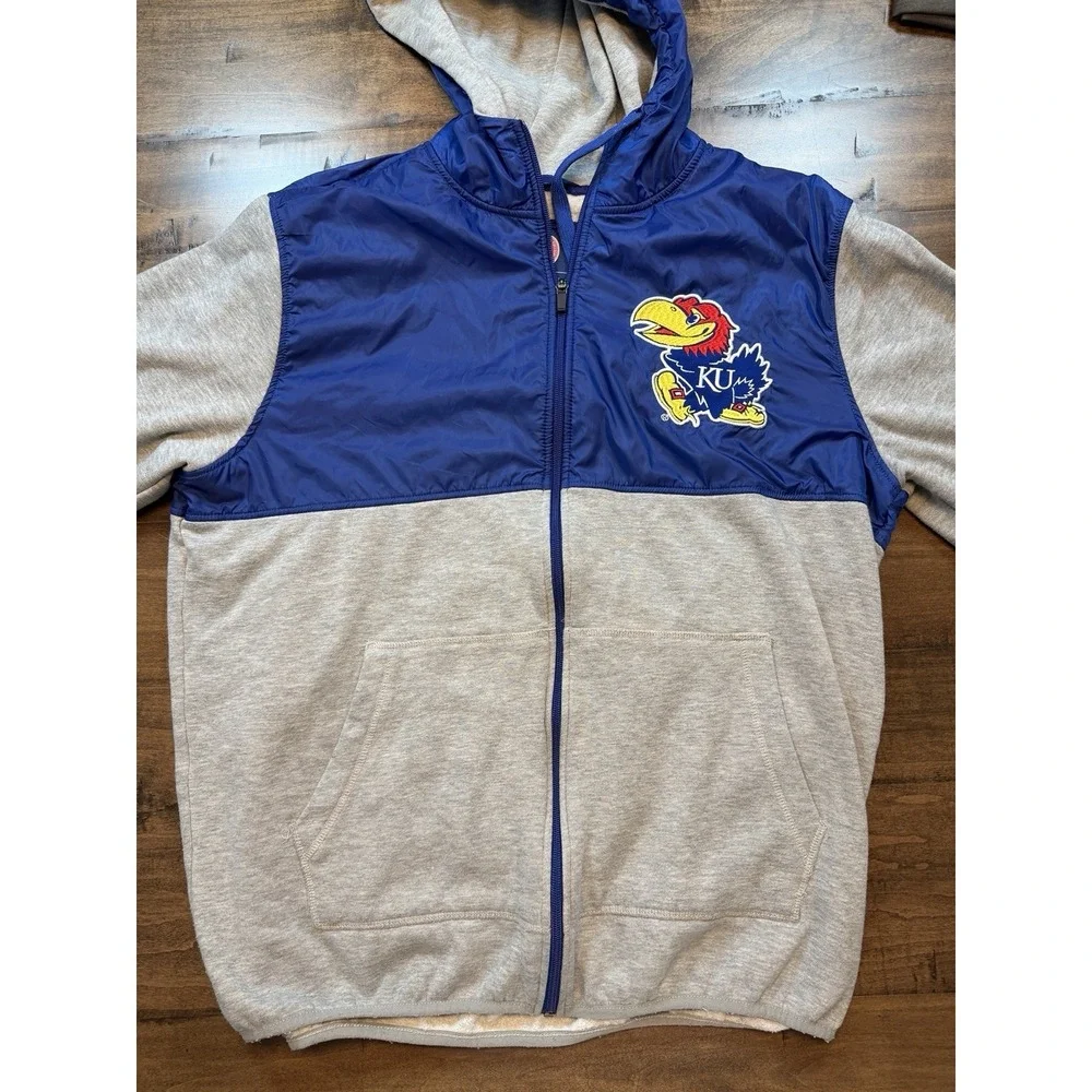 Kansas Jayhawks G-III Carl Banks Hoodie LG Full‎ Zip Windbreaker Panel KU Jacket